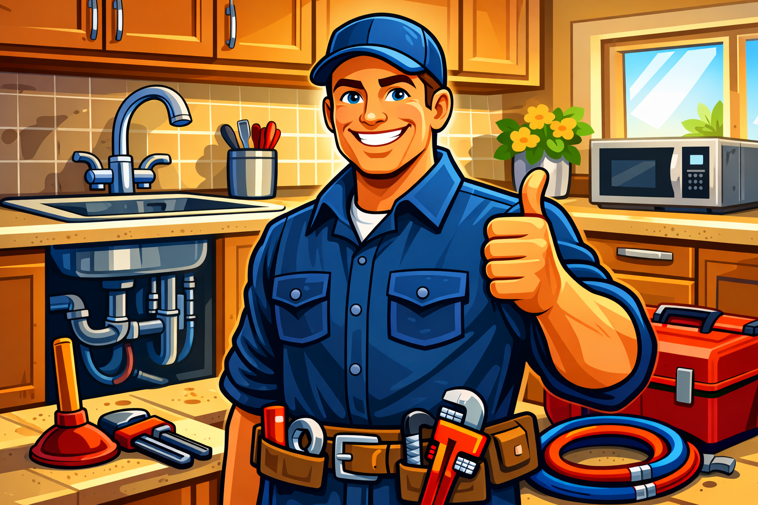 Professional plumber illustration representing quality plumbing services